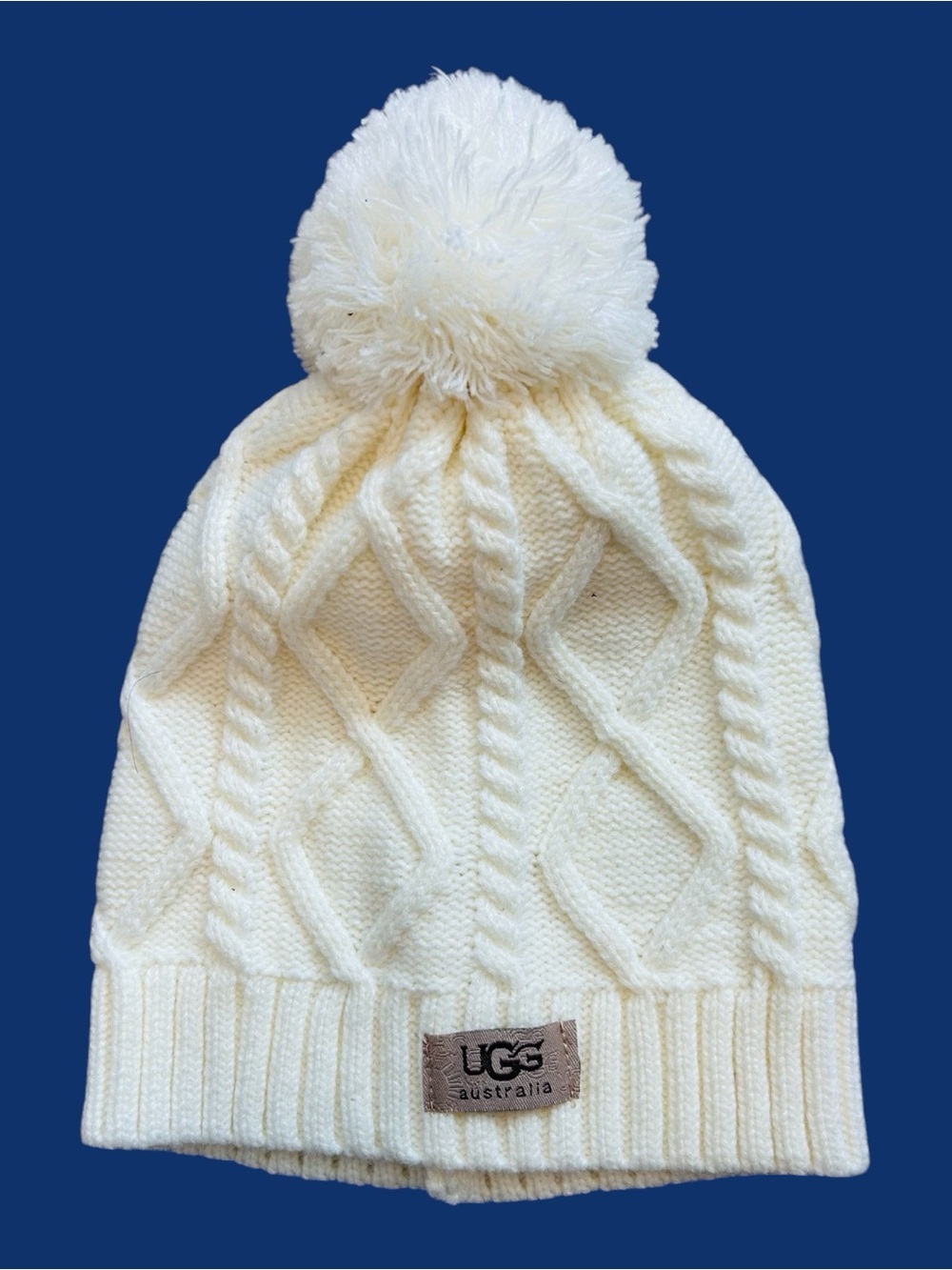 UGG Cream Cable Knit Pom Beanie
